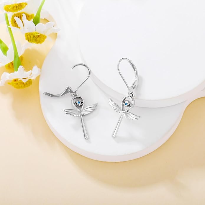 MONGAS Dragonfly/Sunflower/Hummingbird/Sand Dollar/Crab/Champagne/Arrow/Cherry/Ankh/Sloth Earrings for Women Sterling Silver Dragonfly/Sunflower/Hummingbird/Sand Dollar Jewelry for Women