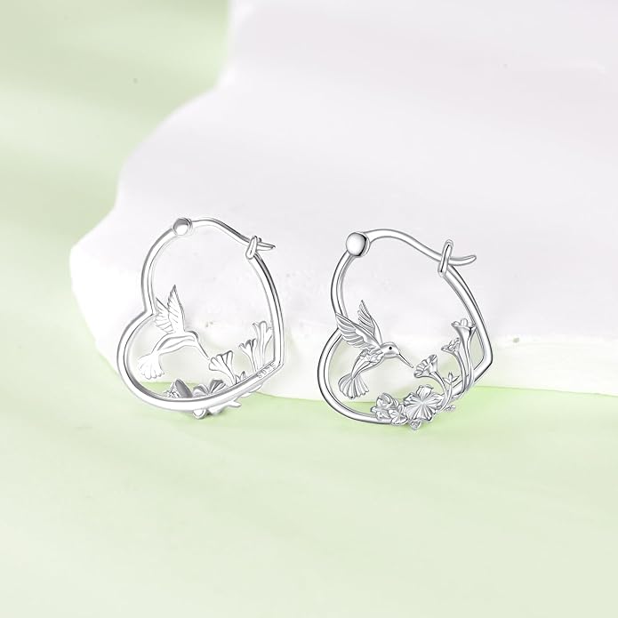 YFN Animal Earrings Sterling Silver Animal Heart Hoop Dangle Earrings Cute Jewelry Gifts for Women