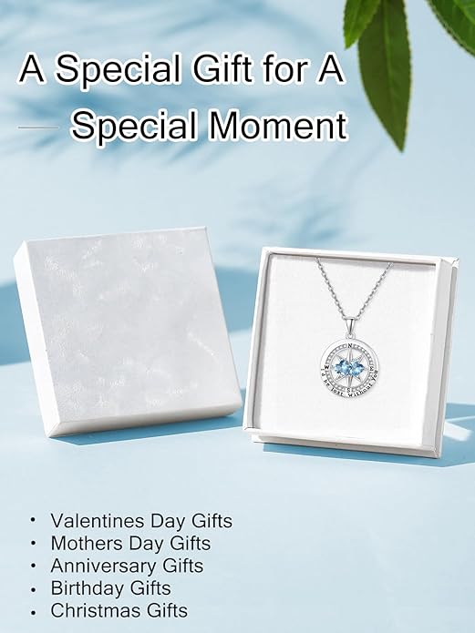 Compass Birthstones Necklace for Women, Exquisite Anniversary Birthday Gifts for Wife Her Double Birthstone Pendant jewelry ‘I'd be Lost Without You’