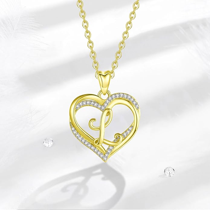 INFUSEU Unique Initial Necklaces for Women Girls Small Heart Letter Jewelry, Meaningful Personalized Gifts