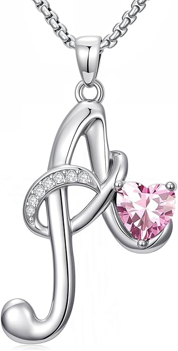 Christmas Gifts for Women Alphabet A to Z Initial Birthstone Pendant Necklaces for Women - 18k White Gold Plated Personalized Name Jewelry Valentine Mothers Day Birthday Gifts for Women Her Girlfriend