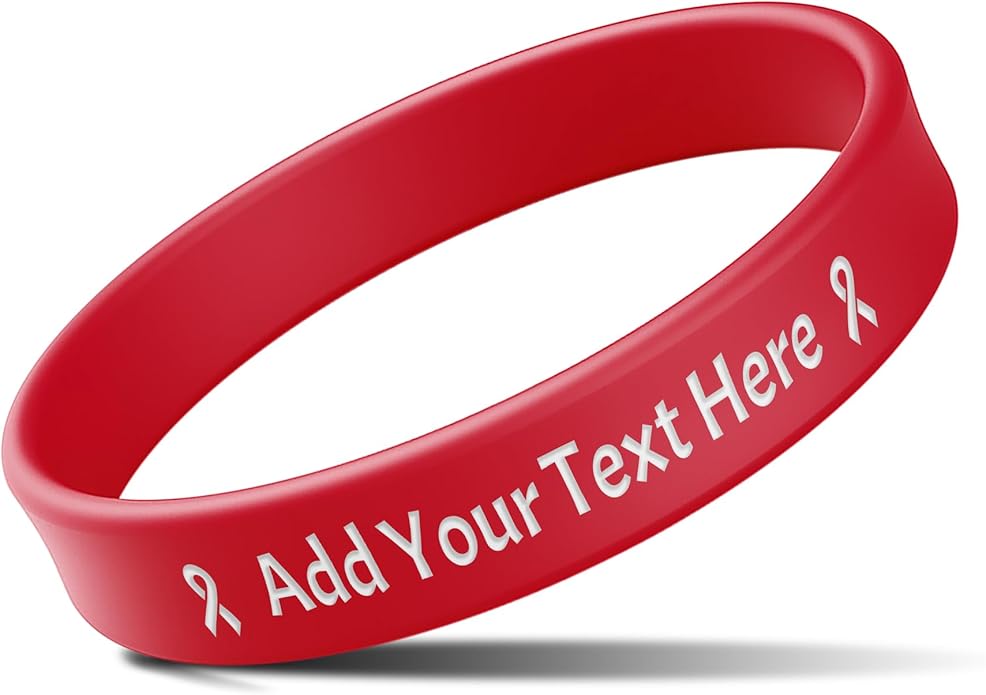 Custom Rubber Bracelets with Text Logo Clipart Customizable Bracelet Personalized 1/2 Inch Silicone Wristbands for Awareness, Events, Support, Promotions