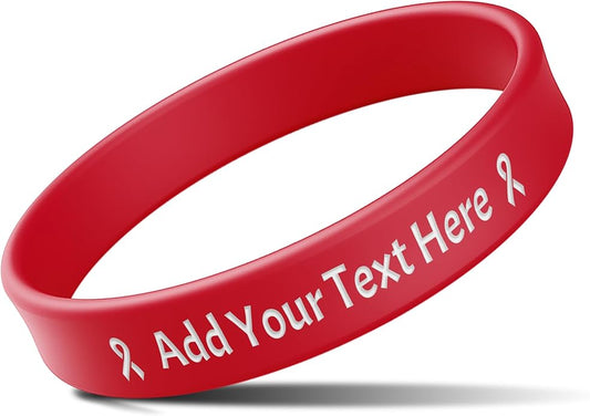 Custom Rubber Bracelets with Text Logo Clipart Customizable Bracelet Personalized 1/2 Inch Silicone Wristbands for Awareness, Events, Support, Promotions