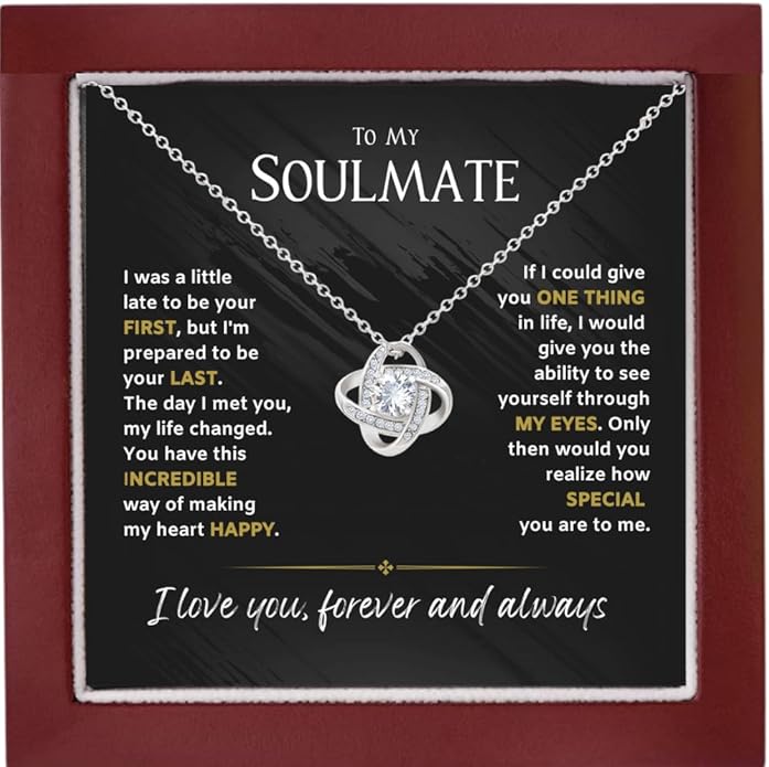 To My Soulmate Necklace For Women, Soul Mate Jewelry for Women, Future Wife Gifts, To My Wife Necklace from Husband, Gifts for Girlfriend, Pendant With Message Card