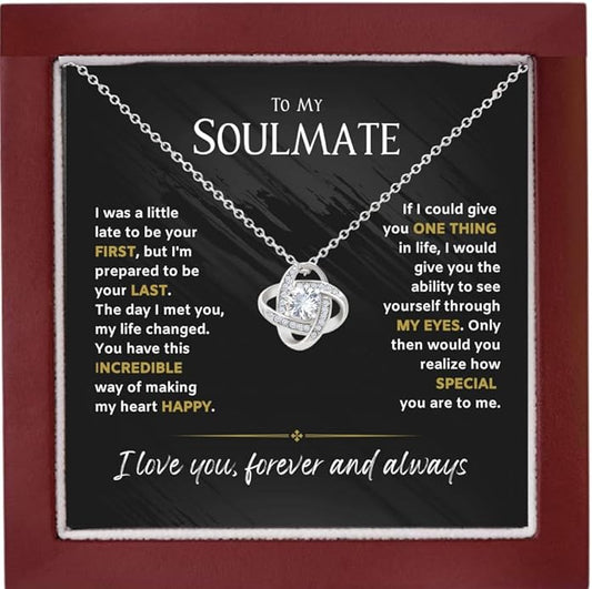 To My Soulmate Necklace For Women, Soul Mate Jewelry for Women, Future Wife Gifts, To My Wife Necklace from Husband, Gifts for Girlfriend, Pendant With Message Card