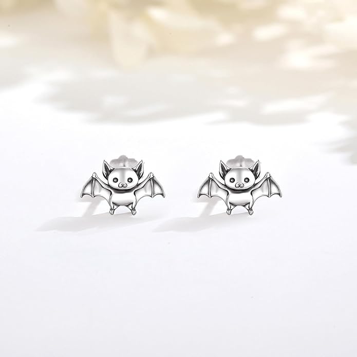 INFUSEU Sterling Silver Cute Stud Earrings Cat Frog Mushroom Bunny, Small Gifts for Women Teen Girls Animal Lovers