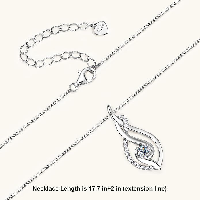 Moissanite Infinity Pendant Necklace for Women 925 Sterling Silver Love Necklace Birthday Dainty Infinity Knot Necklace Mom Wife Girlfriend Gift