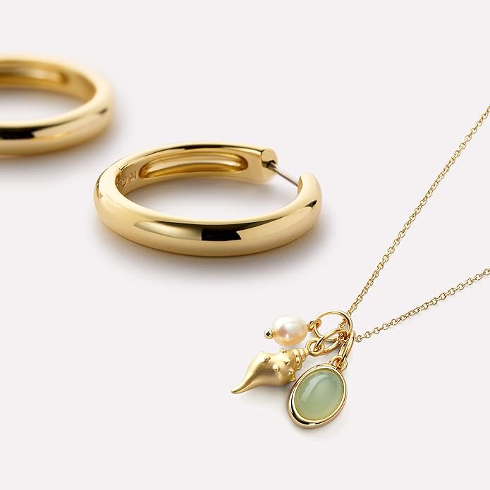 Ana Luisa Pendant Necklaces for Women - 14K Gold Plated and Silver Rhodium Necklace - Pearl, Heart, Circle, Moonstone, Gemstone, Knot Charm Styles - Hypoallergenic, Dainty, Trendy Layering Necklaces
