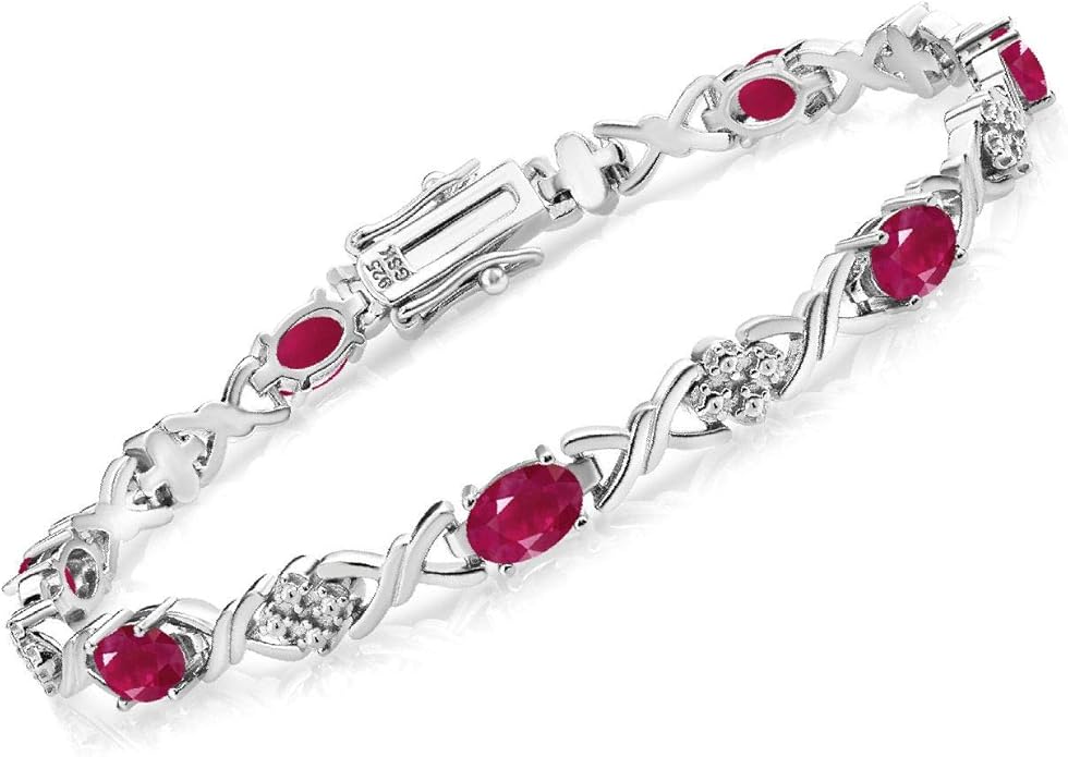Gem Stone King 2-4 Cttw Infinity Link Gemstone Birthstone Tennis Bracelet for Women | 925 Sterling Silver | Oval 6X4MM | 7 Inch with Secure Clasp | Fine Jewelry for Her Mom Wife Anniversary