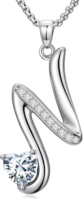 Christmas Gifts for Women Alphabet A to Z Initial Birthstone Pendant Necklaces for Women - 18k White Gold Plated Personalized Name Jewelry Valentine Mothers Day Birthday Gifts for Women Her Girlfriend