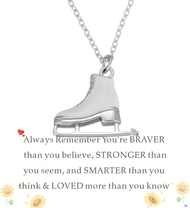 Kivosliviz Skater Necklace Women Teen Ice Skate Themed Figure Skating Necklace