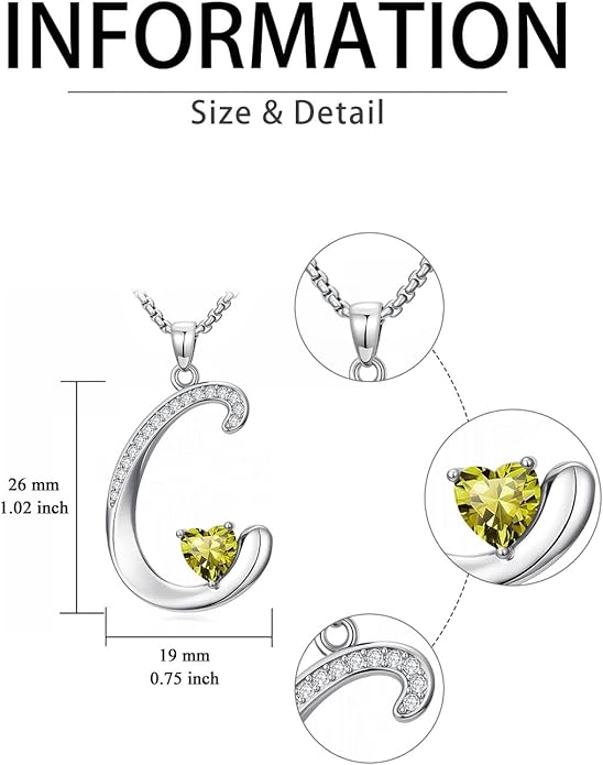 Christmas Gifts for Women Alphabet A to Z Initial Birthstone Pendant Necklaces for Women - 18k White Gold Plated Personalized Name Jewelry Valentine Mothers Day Birthday Gifts for Women Her Girlfriend
