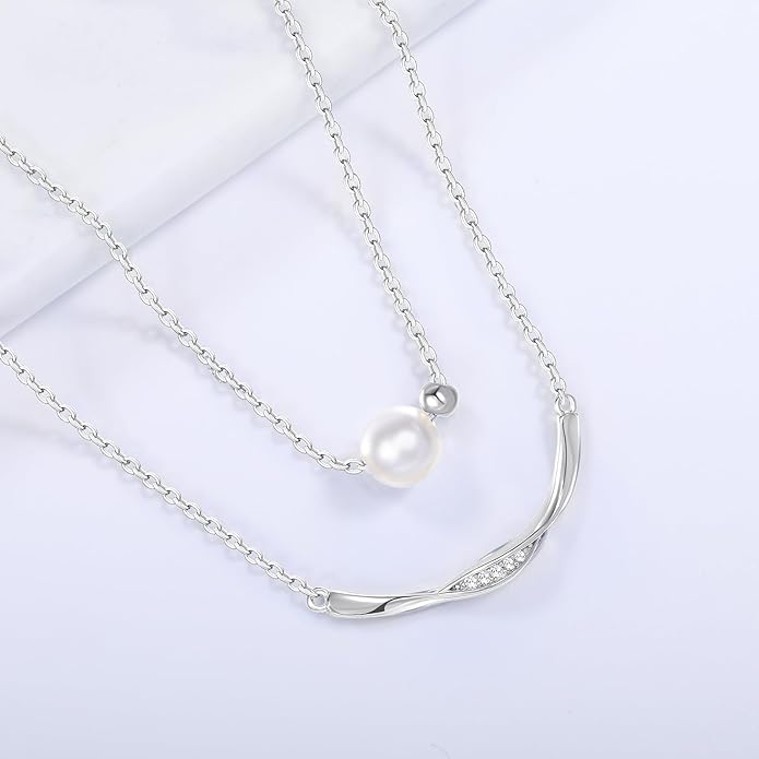 Copper Alloy 14K Gold Plated | 14K Platinum Plated Necklace for Women Double Layer Pendant Necklace Fashionable Multi-Layer Jewelry