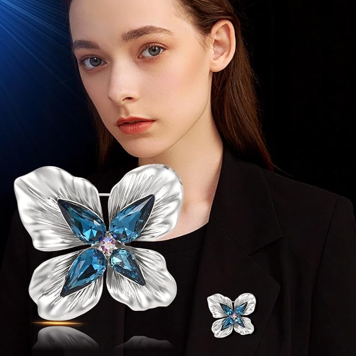 Flower Brooch Pin - Rhinestone Flower Pin 18k Gold Plated - Thanksgiving Day, Birthday, Wedding Gifts for Mom, Wife