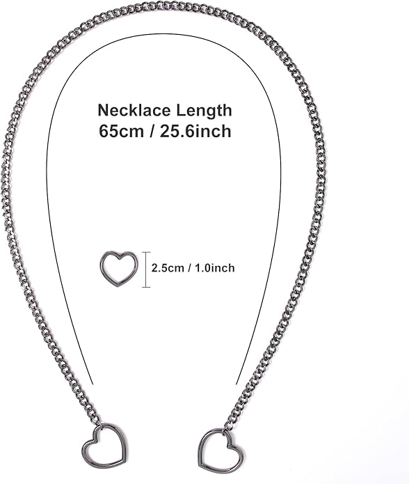 Heart Slip Chain Necklaces for Women,Stainless Steel Adjustable Lariat Heart Y-Necklace,Punk Gothic Cuban Collar Choker Necklace for women