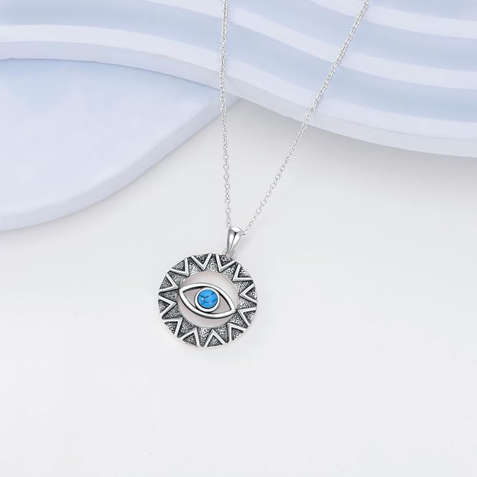 PELOVNY Evil Eye Necklaces 925 Sterling Silver Nazar Eye Protection Necklace Amulet Jewelry Gifts for Women