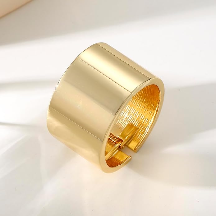 Bangle Bracelets for Women | 14K Gold Plated Trendy Wide Bracelets | Hinged Arm Cuff Bangles Chunky Bracelet for Women