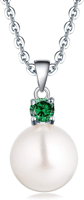 925 Sterling Silver Freshwater Cultured Pearl Pendant Necklace JO WISDOM Jewelry for Women,Girls