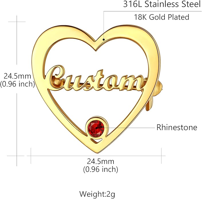 Custom4U Custom Name Pin Personalized Brooch Pins for Women Men Stainless Steel Name Tag with Letters/Initials - Silver/Gold/RoseGold/Black Customized Jewelry Gifts for Birthday Wedding Business Party