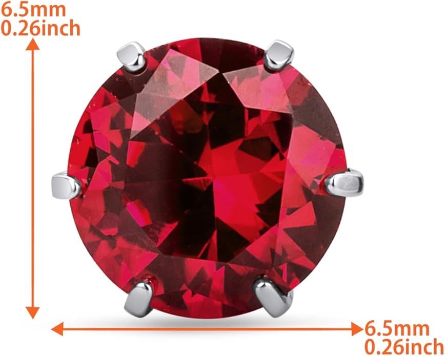 Round 14K Gold Earrings for Women in Solid 14K White Gold 585/14K Yellow Gold 585 with Ruby/Sapphire/Zirconia/Emerald Gemstones, Stud Earrings For Women,Women's Jewelry Delivered in Jewelry Box