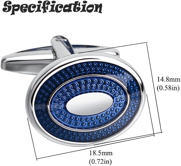 Fomissky Oval Navy Blue Cufflinks for Men Silver Plated, Personalized Men's Cuff Links Groom Wedding Gifts Tuxedo Business Shirt Accessories