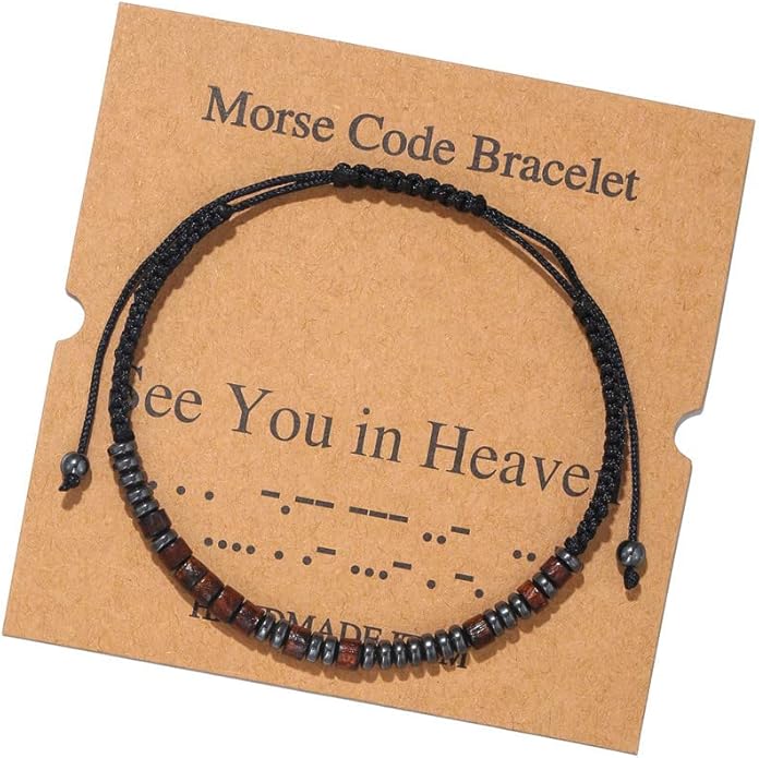 RINTOLER Morse Code Bracelets for Women Men Gifts for Her Best Friend Funny Inspirational Bracelets for Women Jewelry Adjustable Silk Beaded Wrap Bracelet