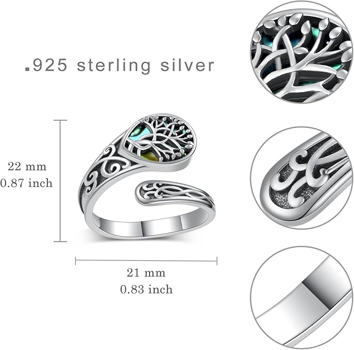 Spoon Rings for Women 925 Sterling Silver Mushroom/Phoenix/Snake/Cardinal/Octopus/Tree of Life/Sunflower/Highland Cow/Dragonfly/Dragon/Horse/Sea Turtle/Frog Rings