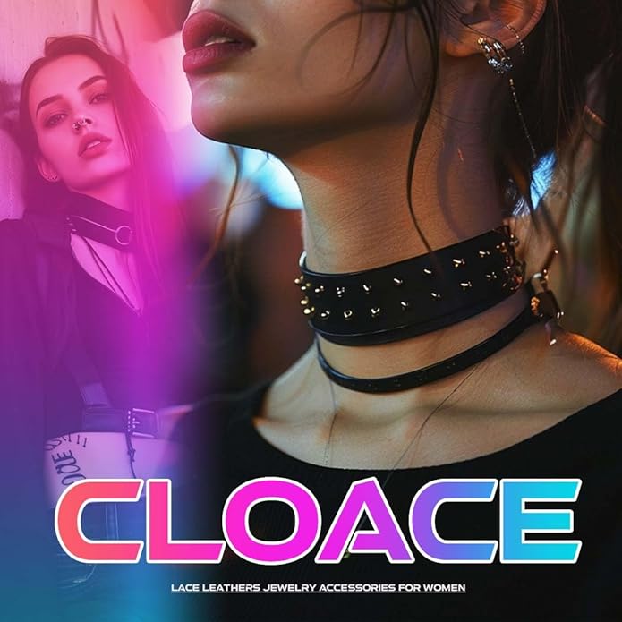 CLOACE Punk Leather Choker Necklace Black Gothic Collar Chokers Necklaces Wide Leathers Costume Jewelry Accessories for Women