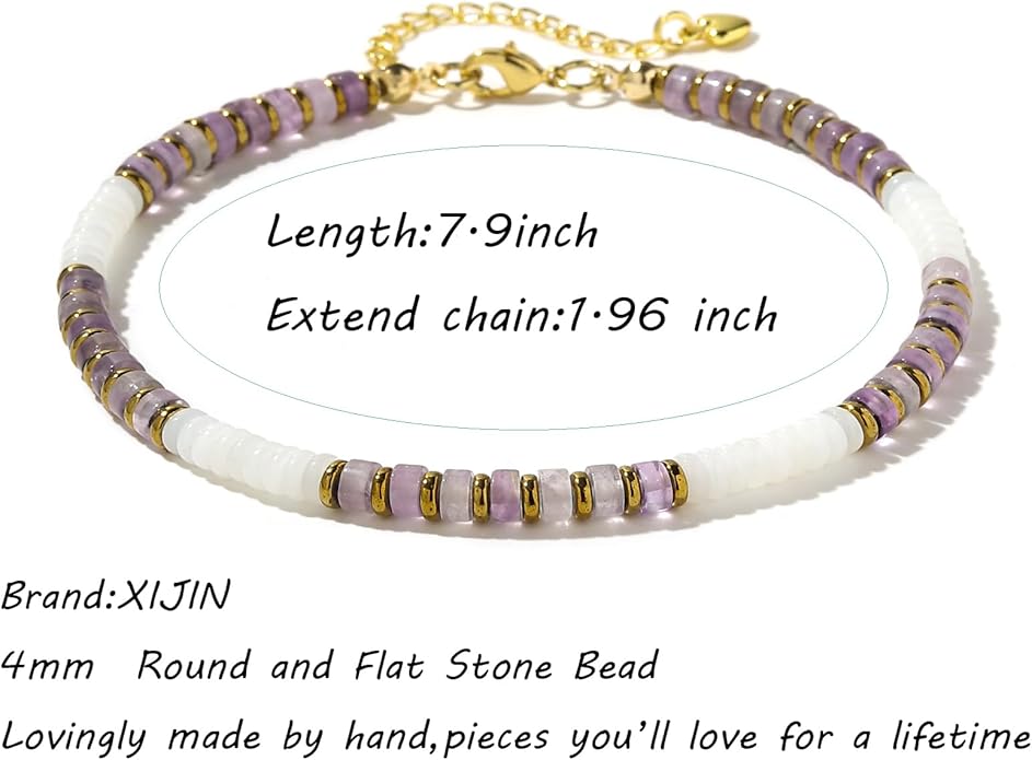 XIJIN Natural Stone Beaded Anklets for Women Handmade Beach Boho Turquoise Beads Ankle Bracelet Jewelry Gift for Her