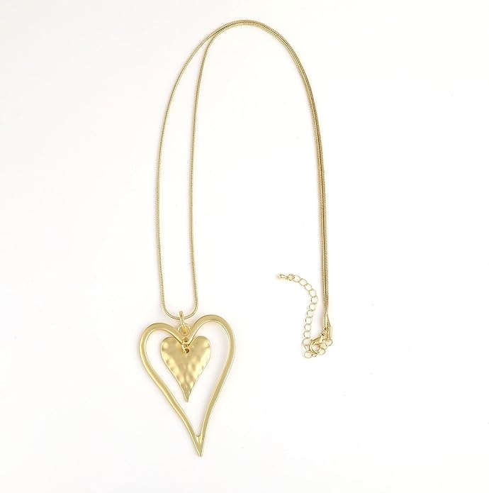 Long Heart Necklace for Women Gold Chain Pendant Y Necklace Set Statement Pendant Chic Jewelry With
