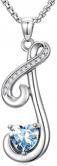 Christmas Gifts for Women Alphabet A to Z Initial Birthstone Pendant Necklaces for Women - 18k White Gold Plated Personalized Name Jewelry Valentine Mothers Day Birthday Gifts for Women Her Girlfriend