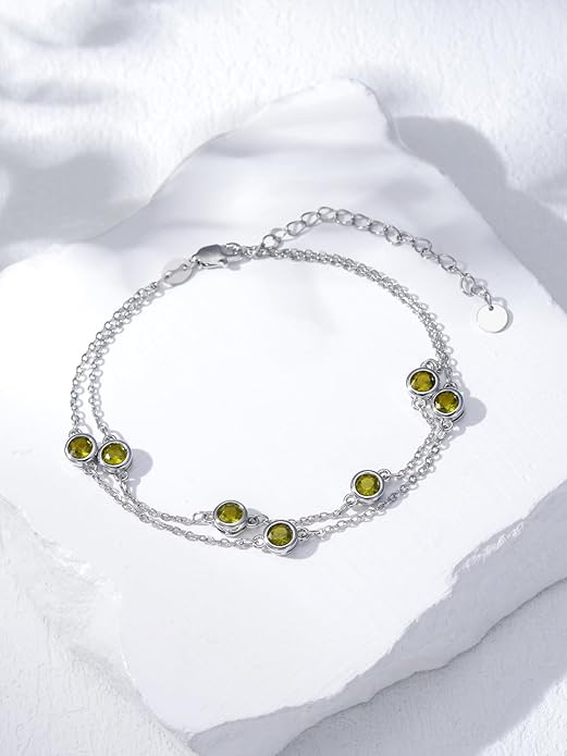 Dorunmo Birthstone Anklet Bracelets for Women 925 Sterling Silver Birthday Mother's Day Jewelry Gifts for Wife Mother Her