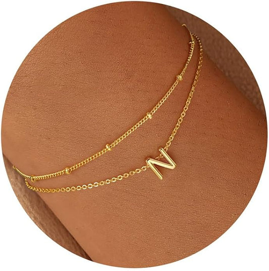 Turandoss Gold Initial Bracelets for Women, Dainty 18K Real Gold Plated Layered Letter A-Z Initial Bracelets Personalized 26 Alphabet Monogram Gold Bracelets for Women Jewelry Gifts Trendy
