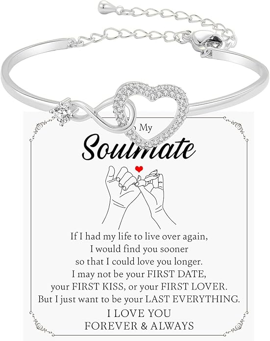 To My Soulmate Bracelet For Women With Heartfelt Message Card & Elegant Box, Bracelet For Girls, Soulmate Birthday, Wedding, Christmas Jewelry Gift From Boyfriend, Husband