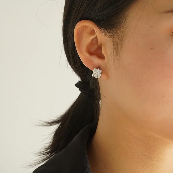 14K Gold Plated Hoop Earring Small Square Huggies Hoops For Women, Minimalist Cute Earrings for Women Girls Gift, gold silver rose gold black and CZ