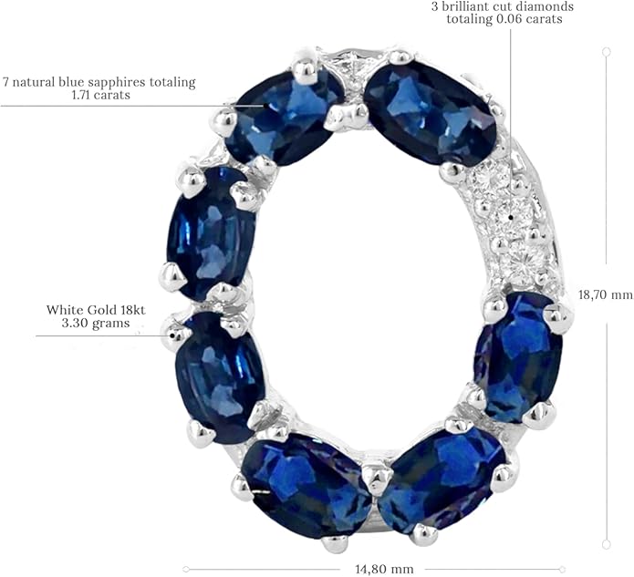 Albert Hern Blue Sapphire Initial Necklace With Diamonds & 18K Gold Chain | Irresistible Letter Pendants Jewelry | Perfect Valentine’s Day, Anniversary & Birthday Gift