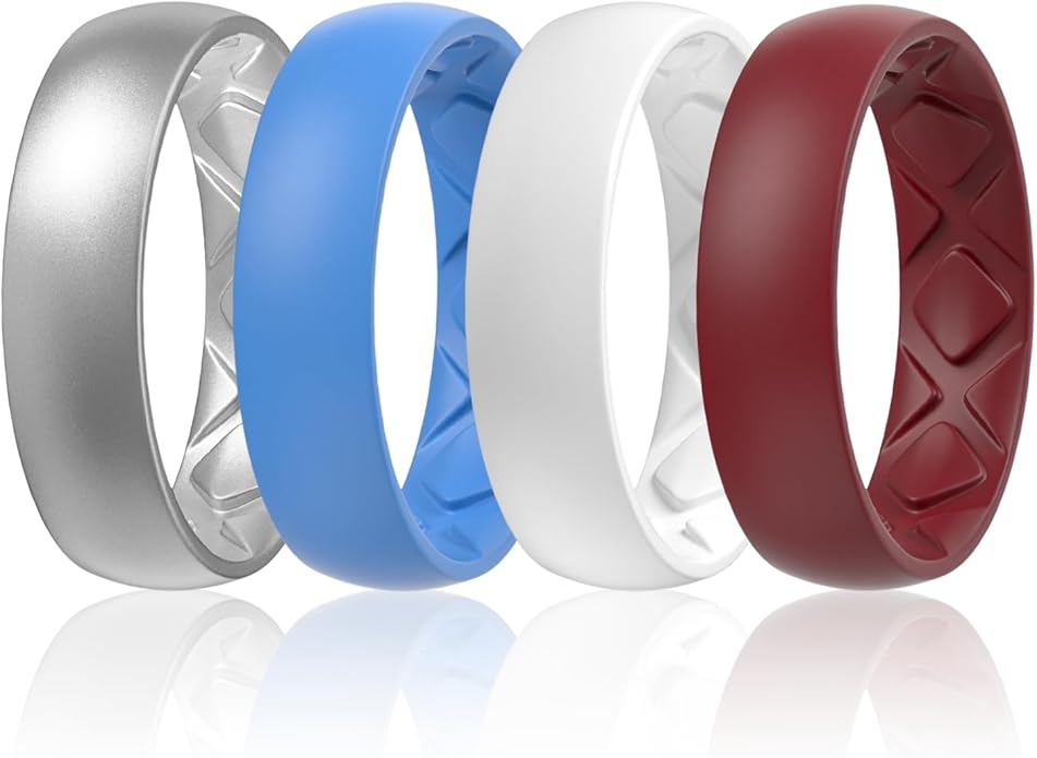 Egnaro Women's Bridal Rings Sets, 6mm Wide, 2mm Thick, Silicone Wedding Rubber Band with Half Size, Inner Arc Ergonomic Breathable Design