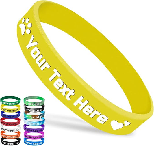 Custom Silicone Wristbands Bulk 1/5/25/50/100/200 PCS Personalized Rubber Bracelets Wristbands for Events,Support, Fundraisers, Motivation, Awareness(Yellow)