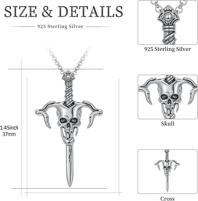 KoyeKei Sterling Silver Halloween Necklace Gothic Jewelry Gifts for Women Men