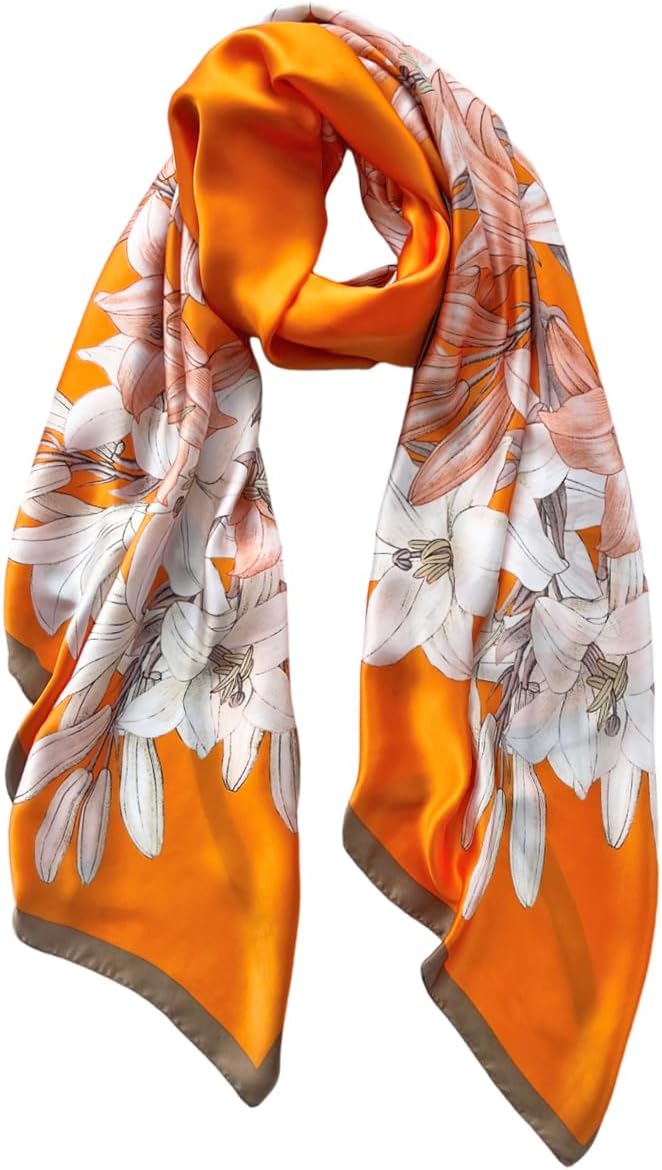 Long Silk Like Scarf Lightweight Satin Scarves Large Sunscreen Shawl Wrap for Women