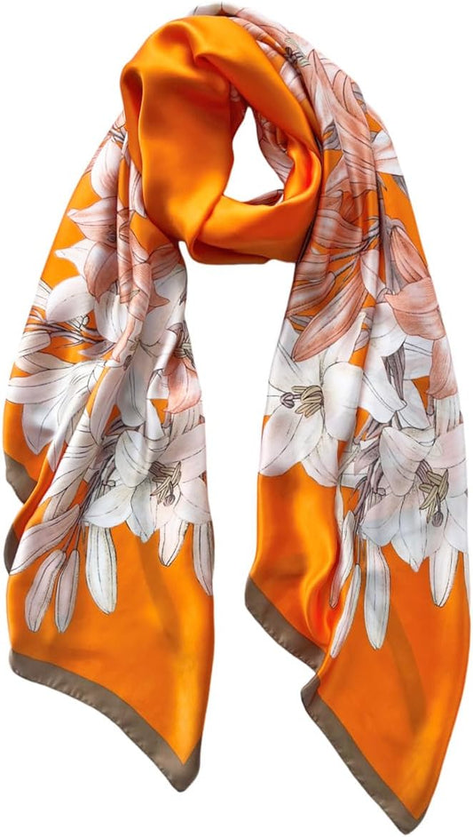 Long Silk Like Scarf Lightweight Satin Scarves Large Sunscreen Shawl Wrap for Women