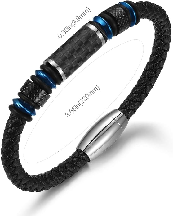 Men's Stainless Steel Two-Tone Square Link diamond Bracelet in Black & Blue Ion-Plated Black