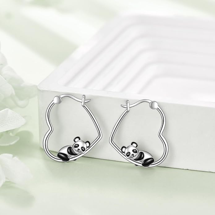 YFN Animal Earrings Sterling Silver Animal Heart Hoop Dangle Earrings Cute Jewelry Gifts for Women