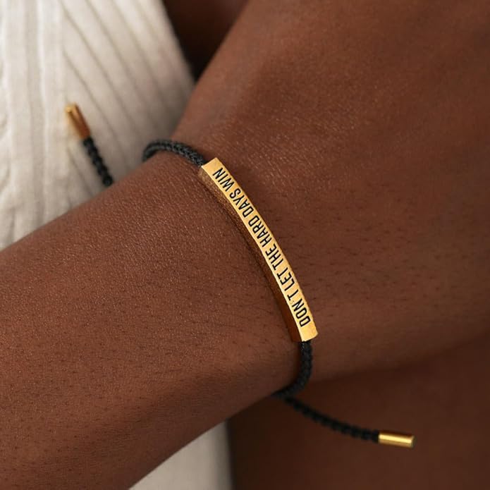 KHKINDPRO Dont Let The Hard Days Win Bracelet for Women Men, Handmade Braided Adjustable Wrap Stainless Steel To My Daughter/Best Friend Inspirational Gifts Ladies Jewelry