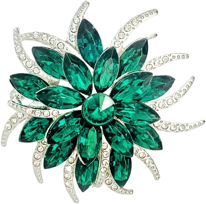 Large Crystal Flower Brooch Pin for Women Red purple pink green Rhinestone Flower Lapel Pin Wedding Party Birthday Dance Banquet Dress Suit Ceremony Clothes Hat Bag Accessories Jewelry
