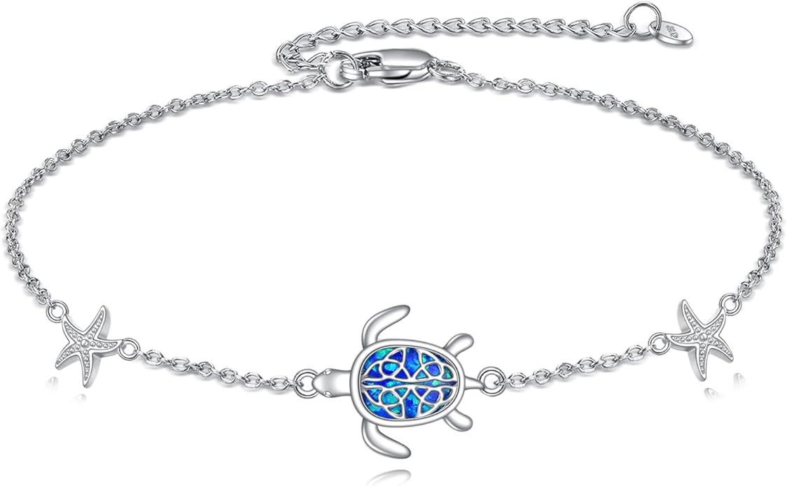 925 Sterling Silver Anklet for Women Dragonfly/Butterfly/Sea Turtles/Mermaid/Infinity/Hamsa Hand Adjustable Chain Ankle Bracelets Jewelry