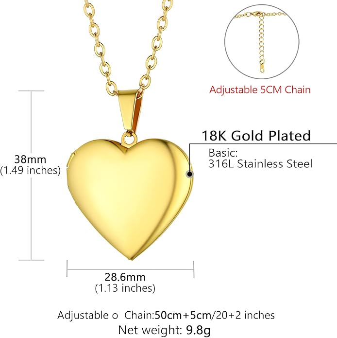 Supcare Locket Necklace That Holds Pictures-Engraved Photo Pendant Custom Jewellery Gifts for Men Women (with Jewellery Gift Box)