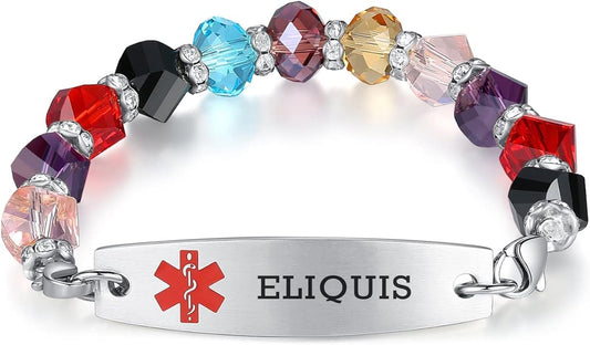 mnmoom 7.5 inch interchangeable Medical id bracelets for Women beads Medical alert bracelets with customize engraving