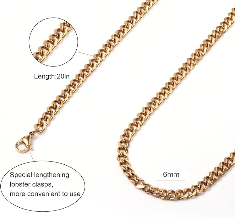 IEFLIFE Gifts for Men - Silver/Black/Gold Chunky Cuban Link Chain for Men, Fathers Day Graduation Gifts for Him Dad Son Grandpa Step Dad Uncle