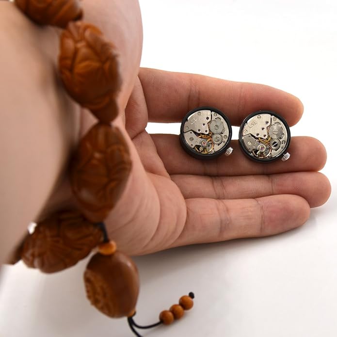 MERIT OCEAN Cuff Links Mens Steampunk Movement Shape, Cufflinks for Men Mens Shirt Vintage Gears, Cufflinks for Business Wedding Gifts